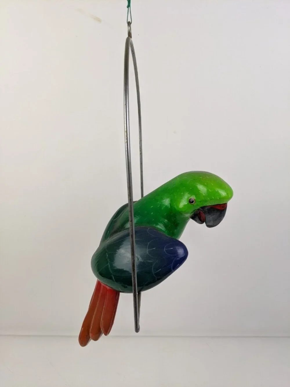 Vintage Ceramic Hand Painted Mexican Folk Art Hanging Parrot 12